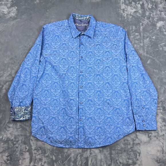 Robert Graham Shirt Men's Size 3XL Blue Bayview Long Sleeve Button Up Flip Cuff - Picture 1 of 12